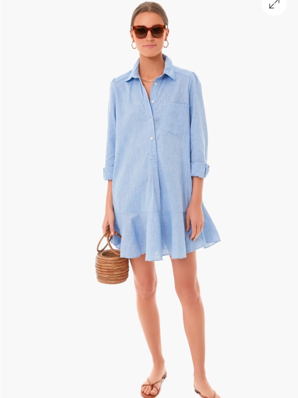 Tuckernuck Chambray Shirt Dress with Ruffle Hem